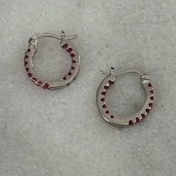 Sterling Silver Princess Pink Crystal Hoop Earrings
Brand New - Picture 4 of 5
